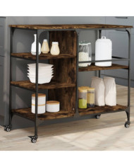 Chariot de cuisine chêne fumé 100x45x89,5 cm bois d'ingénierie | Mobilier & Déco