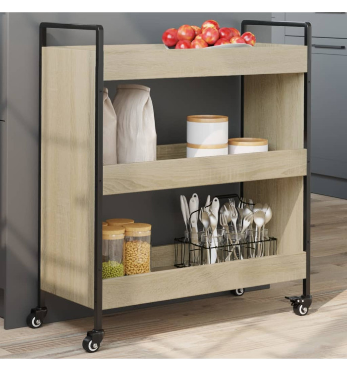 Chariot de cuisine chêne sonoma 70x30x82 cm bois d'ingénierie | Mobilier & Déco