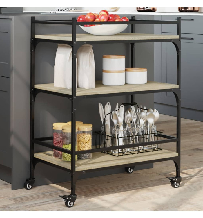 Chariot de cuisine chêne sonoma 65x40x86,5 cm bois d'ingénierie | Mobilier & Déco
