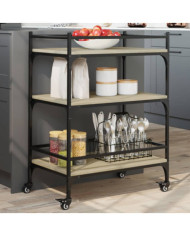 Chariot de cuisine chêne sonoma 65x40x86,5 cm bois d'ingénierie | Mobilier & Déco