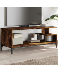 Meuble TV chêne fumé bois ingénierie et acier enduit de poudre | Mobilier & Déco