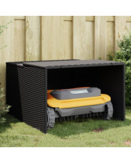 Garage pour robot tondeuse noir 86x90x52/57 cm résine tressée | Mobilier & Déco