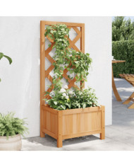 Jardinière avec treillis marron bois massif de sapin | Mobilier & Déco