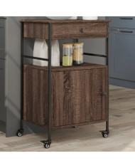 Chariot de cuisine chêne marron 56x43x89,5 cm bois d'ingénierie | Mobilier & Déco