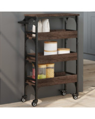 Chariot de cuisine chêne marron 53x20x76 cm bois d'ingénierie | Mobilier & Déco