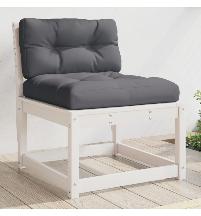 Canapé de jardin avec coussins blanc bois de pin solide | Mobilier & Déco