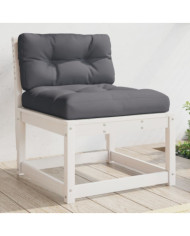 Canapé de jardin avec coussins blanc bois de pin solide | Mobilier & Déco