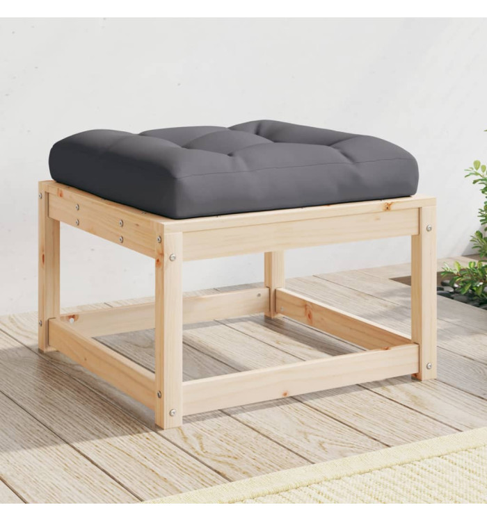 Repose-pied de jardin avec coussins bois de pin massif | Mobilier & Déco