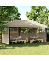 Tente de réception pliable escamotable 3 parois latérales taupe | Mobilier & Déco