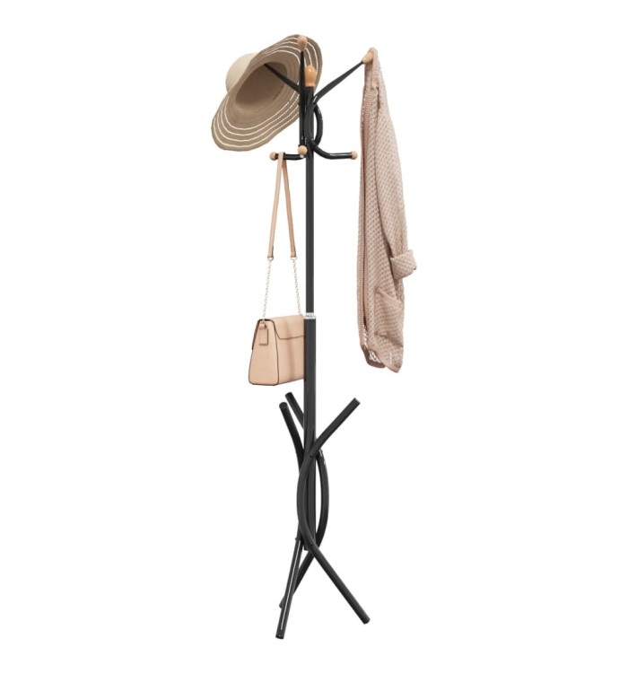 Porte-manteau noir 176 cm fer enduit de poudre | Mobilier & Déco