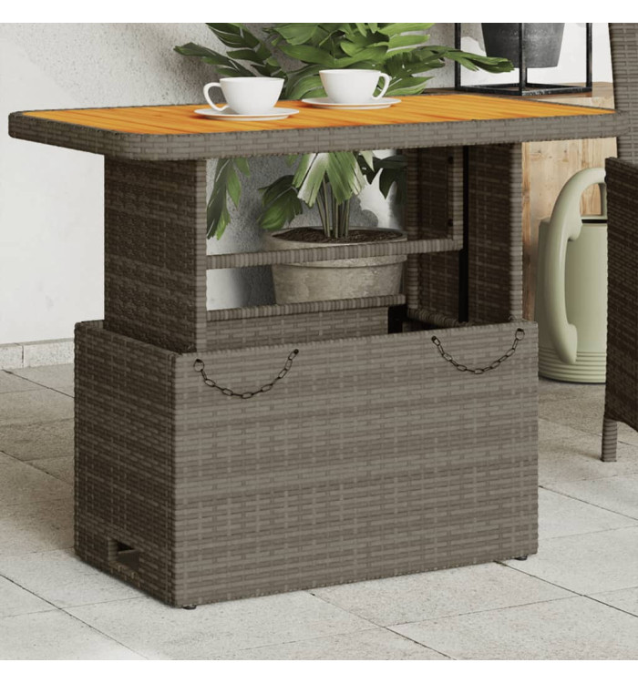 Table de jardin gris 90x55x71cm Résine tressée et bois d'acacia | Mobilier & Déco