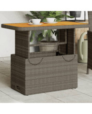 Table de jardin gris 90x55x71cm Résine tressée et bois d'acacia | Mobilier & Déco