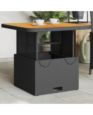 Table de jardin noir 80x80x71 cm résine tressée et bois acacia | Mobilier & Déco