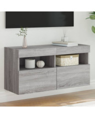 Meuble TV mural avec lumières LED sonoma gris 80x30x40 cm | Mobilier & Déco
