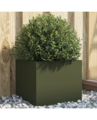 Jardinière vert olive 32x30x29 cm acier | Mobilier & Déco