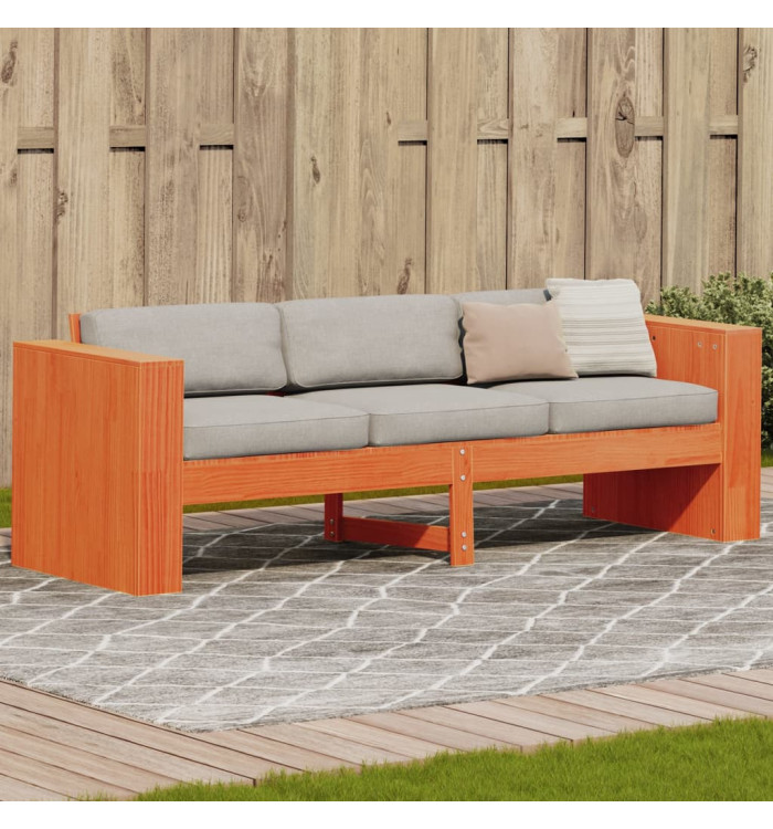 Canapé de jardin 3 places cire marron bois de pin massif | Mobilier & Déco
