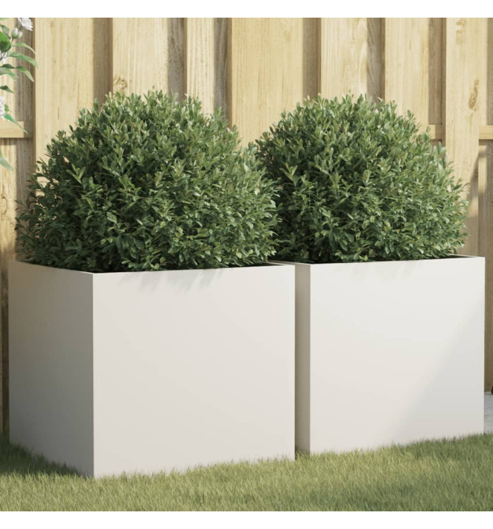 Jardinières 2 pcs blanc 49x47x46 cm acier | Mobilier & Déco