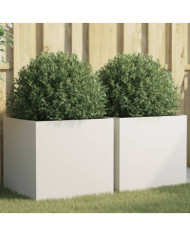 Jardinières 2 pcs blanc 49x47x46 cm acier | Mobilier & Déco