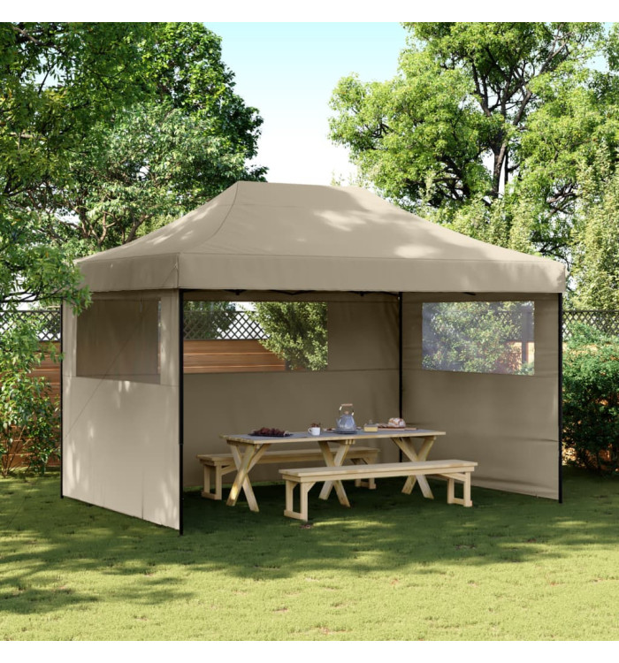 Tente de réception pliable escamotable 3 parois latérales taupe | Mobilier & Déco
