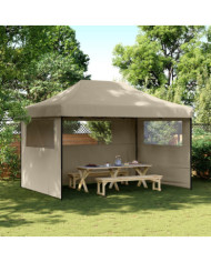 Tente de réception pliable escamotable 3 parois latérales taupe | Mobilier & Déco