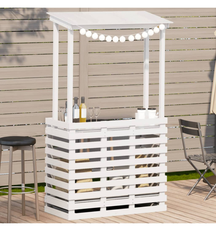 Table de bar d'extérieur avec toit blanc bois massif | Mobilier & Déco