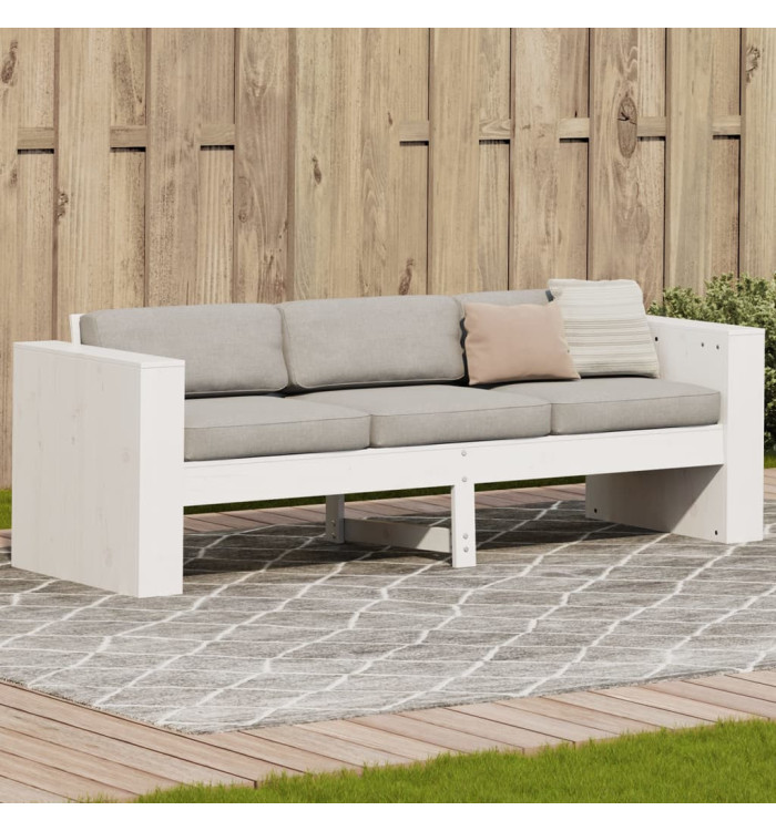 Canapé de jardin 3 places blanc 189x60x62 cm bois de pin massif | Mobilier & Déco