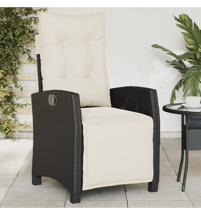 Chaise inclinable de jardin et repose-pied noir résine tressée | Mobilier & Déco