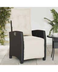 Chaise inclinable de jardin et repose-pied noir résine tressée | Mobilier & Déco