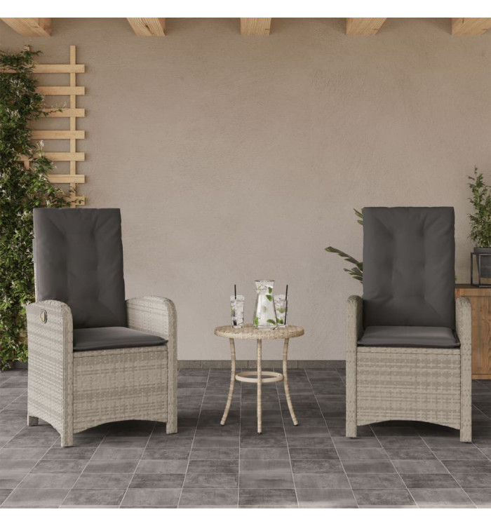 Chaises inclinables jardin lot de 2 et coussins résine tressée | Mobilier & Déco