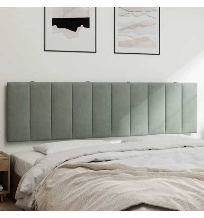 Coussin de tête de lit gris clair 180 cm velours | Mobilier & Déco