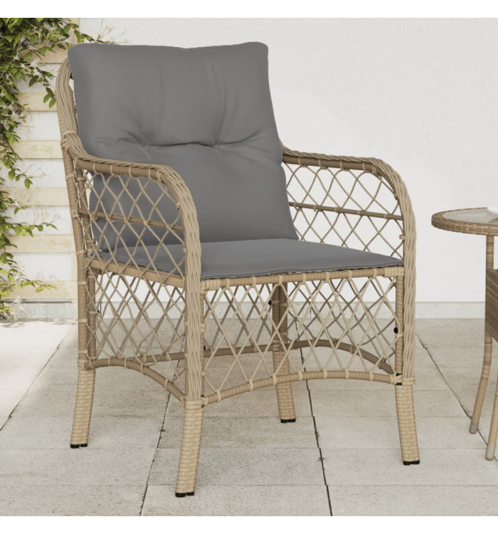 Chaises de jardin avec coussins lot de 2 mélange beige rotin | Mobilier & Déco