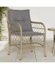 Chaises de jardin avec coussins lot de 2 mélange beige rotin | Mobilier & Déco