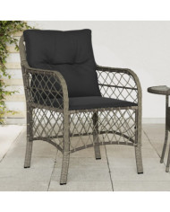 Chaises de jardin avec coussins lot de 2 gris résine tressée | Mobilier & Déco