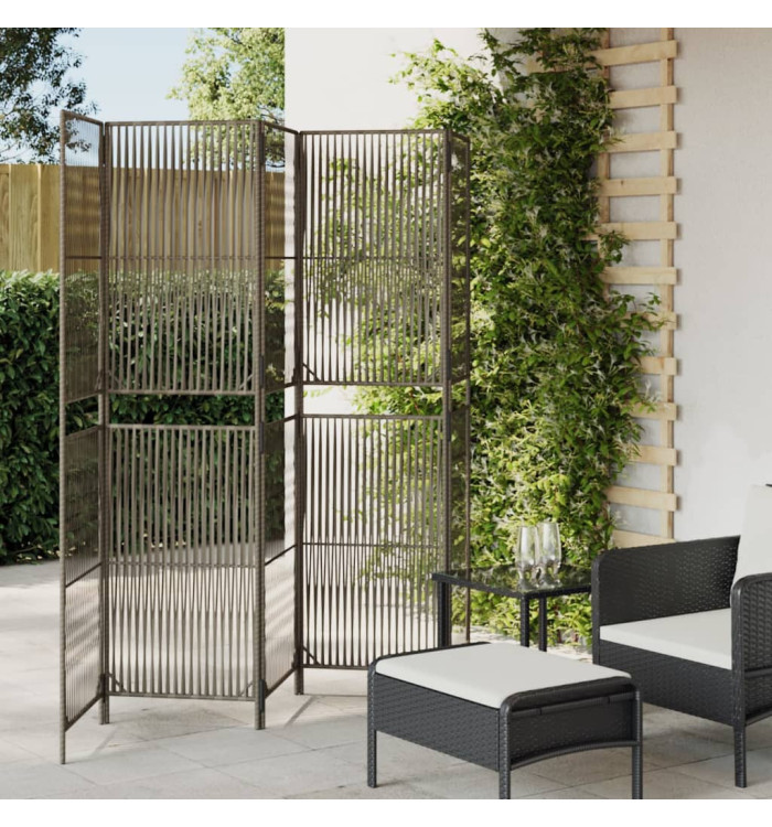 Cloison de séparation 5 panneaux gris résine tressée | Mobilier & Déco