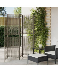 Cloison de séparation 5 panneaux gris résine tressée | Mobilier & Déco