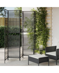 Cloison de séparation 5 panneaux noir résine tressée | Mobilier & Déco