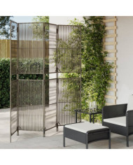 Cloison de séparation 4 panneaux gris résine tressée | Mobilier & Déco