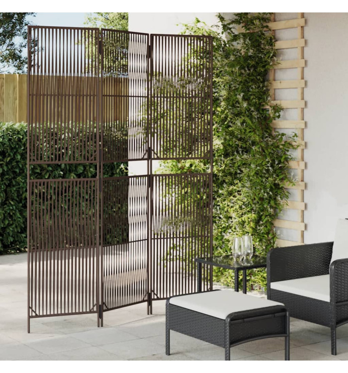 Cloison de séparation 3 panneaux marron résine tressée | Mobilier & Déco
