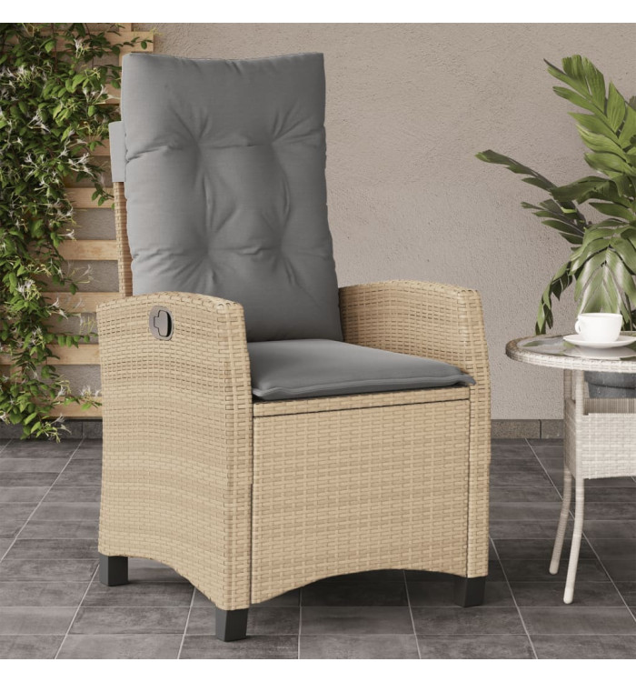 Chaise inclinable de jardin coussins mélange beige poly rotin | Mobilier & Déco
