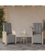 Chaises inclinables de jardin lot de 2 avec repose-pied rotin | Mobilier & Déco