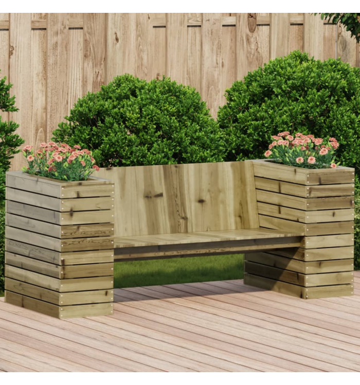 Banc avec jardinières 167,5x60x65 cm bois de pin imprégné | Mobilier & Déco