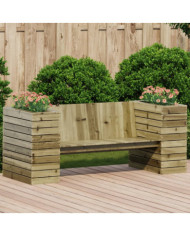 Banc avec jardinières 167,5x60x65 cm bois de pin imprégné | Mobilier & Déco