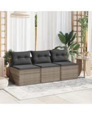 Canapés de jardin sans accoudoirs avec coussins 2 pcs gris | Mobilier & Déco