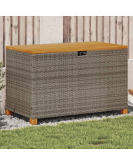 Boîte de rangement de jardin gris résine tressée bois d'acacia | Mobilier & Déco