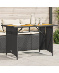 Table de jardin et dessus en bois noir 110x68x70 cm poly rotin | Mobilier & Déco
