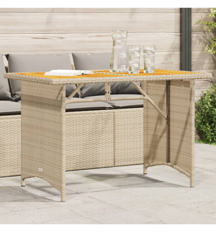 Table de jardin avec dessus en bois noir 110x68x70 cm rotin | Mobilier & Déco