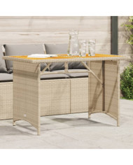 Table de jardin avec dessus en bois noir 110x68x70 cm rotin | Mobilier & Déco