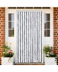 Rideau anti-mouches gris et blanc 100x230 cm chenille | Mobilier & Déco