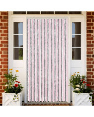 Rideau anti-mouches gris argenté et rose 100x230 cm chenille | Mobilier & Déco