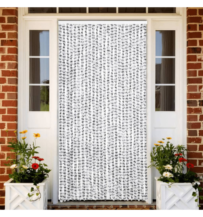 Rideau anti-mouches gris clair et gris foncé 100x230cm chenille | Mobilier & Déco